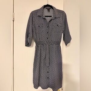 Chic Black and White Geometric Long Sleeve Dress